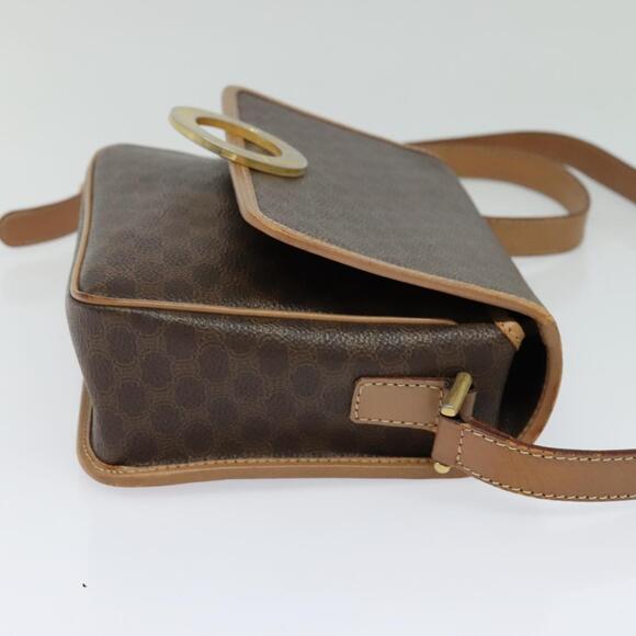 CELINE Macadam Canvas Circle Shoulder Bag Pvc Leather Brown Gold - Picture 5 of 12